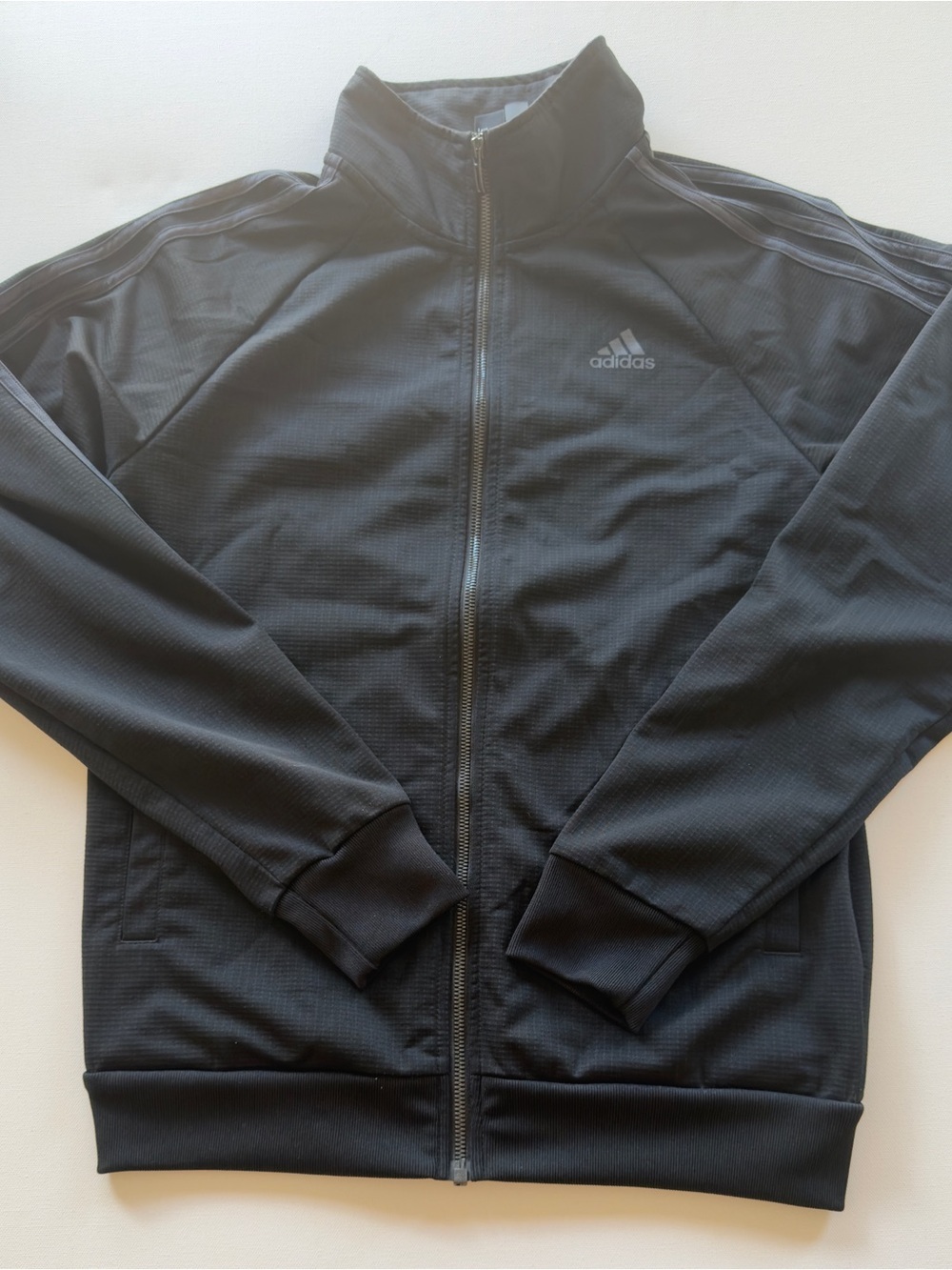 EUC Adidas Men's DayReady Black Full-Zip Track Jacket Heavy Weight Size Small